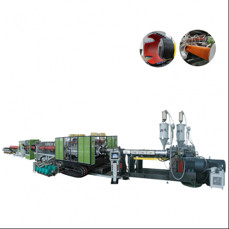 HDPE / PP / PVC အလျားလိုက်အမျိုးအစားနှစ်ထပ်နံရံသုတ်ဆေးပိုက်ထုတ်ခြင်းလိုင်း
